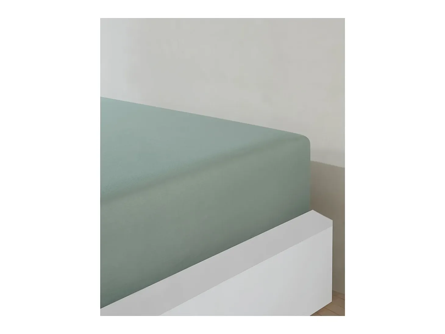 Sábana bajera jersey algodón-Verde celadón