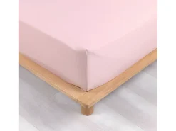 Sábana bajera percal rosa 160 x 200 cm con funda de 30 cm