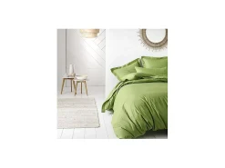 Sábana bajera 90X190 1 persona Jersey liso verde de algodón orgánico lavable en lavadora