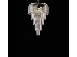 Schubert Lámpara colgante de latón y hierro dorado con pedrería 7 luces H.93 Ø50 BL272-7-OR