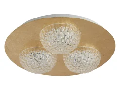 Searchlight 3 ljus rund led taklampa - bladguld med klar akryl