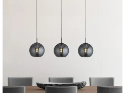 Searchlight AMSTERDAM 3 ljus mattsvart takhngande runda Smokey glasskrmar