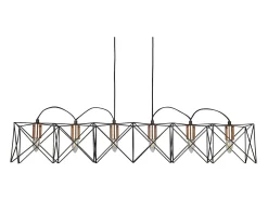 Searchlight Anthea 6 Light Ceiling Pendel Bar Svart, Koppar, E27