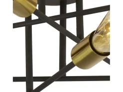 Searchlight Armstrong 8 Light Semi Flush Ceiling Light Matt Black, Satin Brass, E27