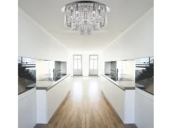 Searchlight Beatrix LED 8 Light Flush Ceiling Light Chrome, Crystal, G9