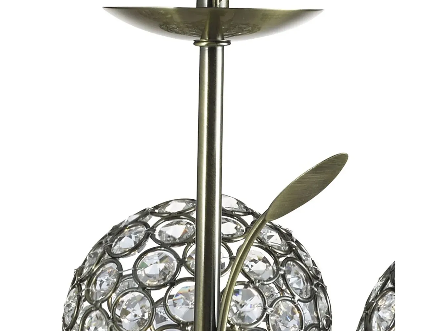 Searchlight Bellis 9 Ltt takhnge med flera armar Blommadesign Antik mssing, Glas Nine, G9