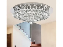 Searchlight Hanna 8 Light Semi Flush Ceiling Light Chrome with Crystals, G9