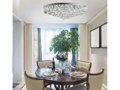 Searchlight Hanna 8 Ljus Runt Tak Semi Flush Light Krom med kristallkulor, G9
