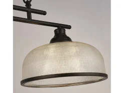Searchlight Highworth Colgante de 3 barras de luz negro, vidrio estilo holofan