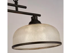 Searchlight Highworth Colgante de 3 barras de luz negro, vidrio estilo holofan