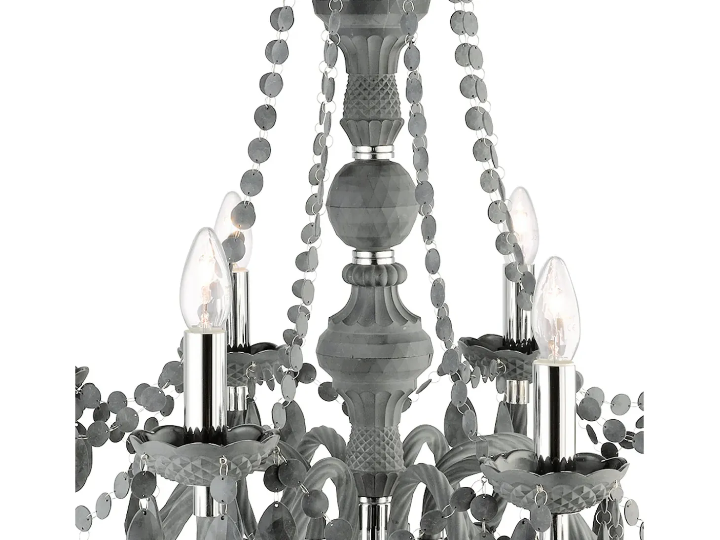 Searchlight Marie Therese 8 ljus ljuskrona gr finish med akrylkristaller, E14