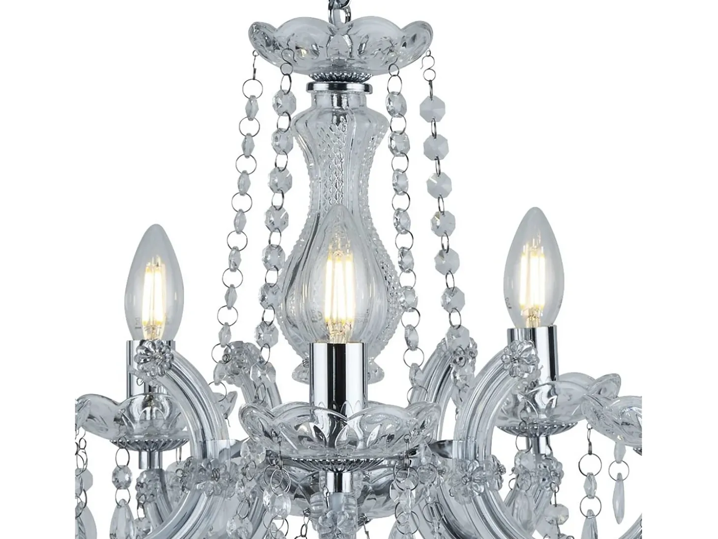 Searchlight Marie Therese 5 ljus kristallkrona kromfinish, E14