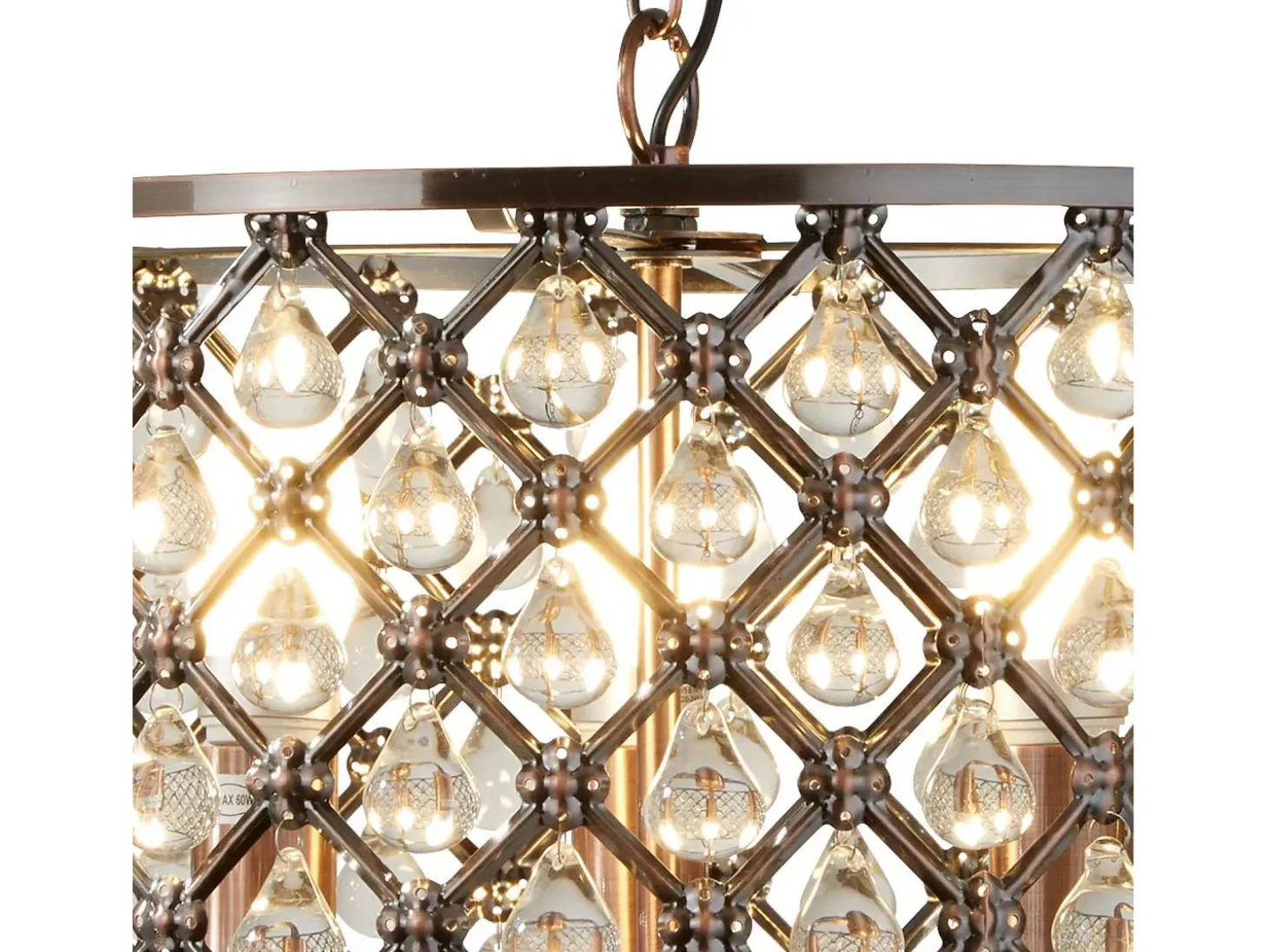 Searchlight Marquise 3 ljus takhnge koppar med glaskristaller, E14
