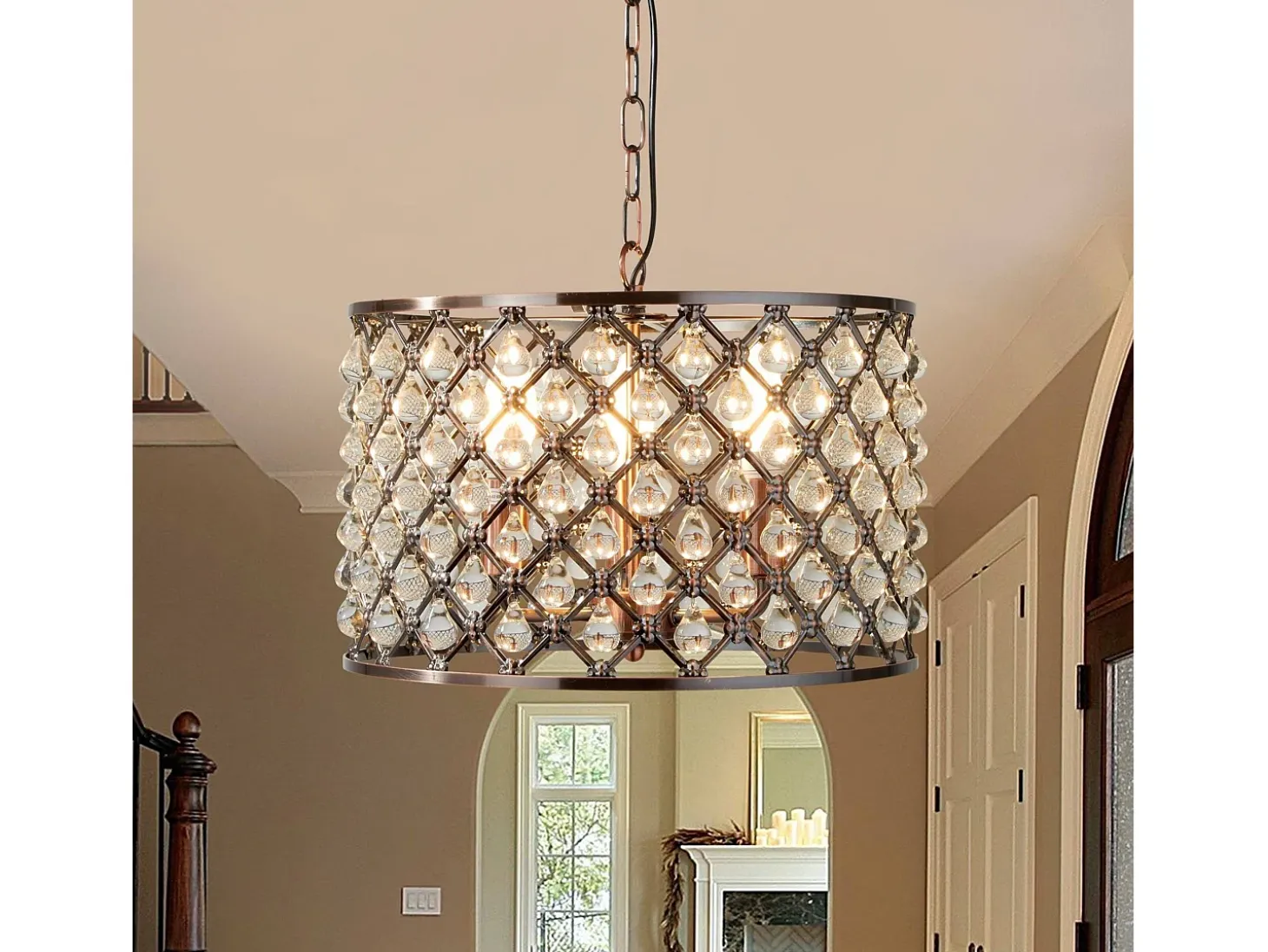 Searchlight Marquise 3 ljus takhnge koppar med glaskristaller, E14