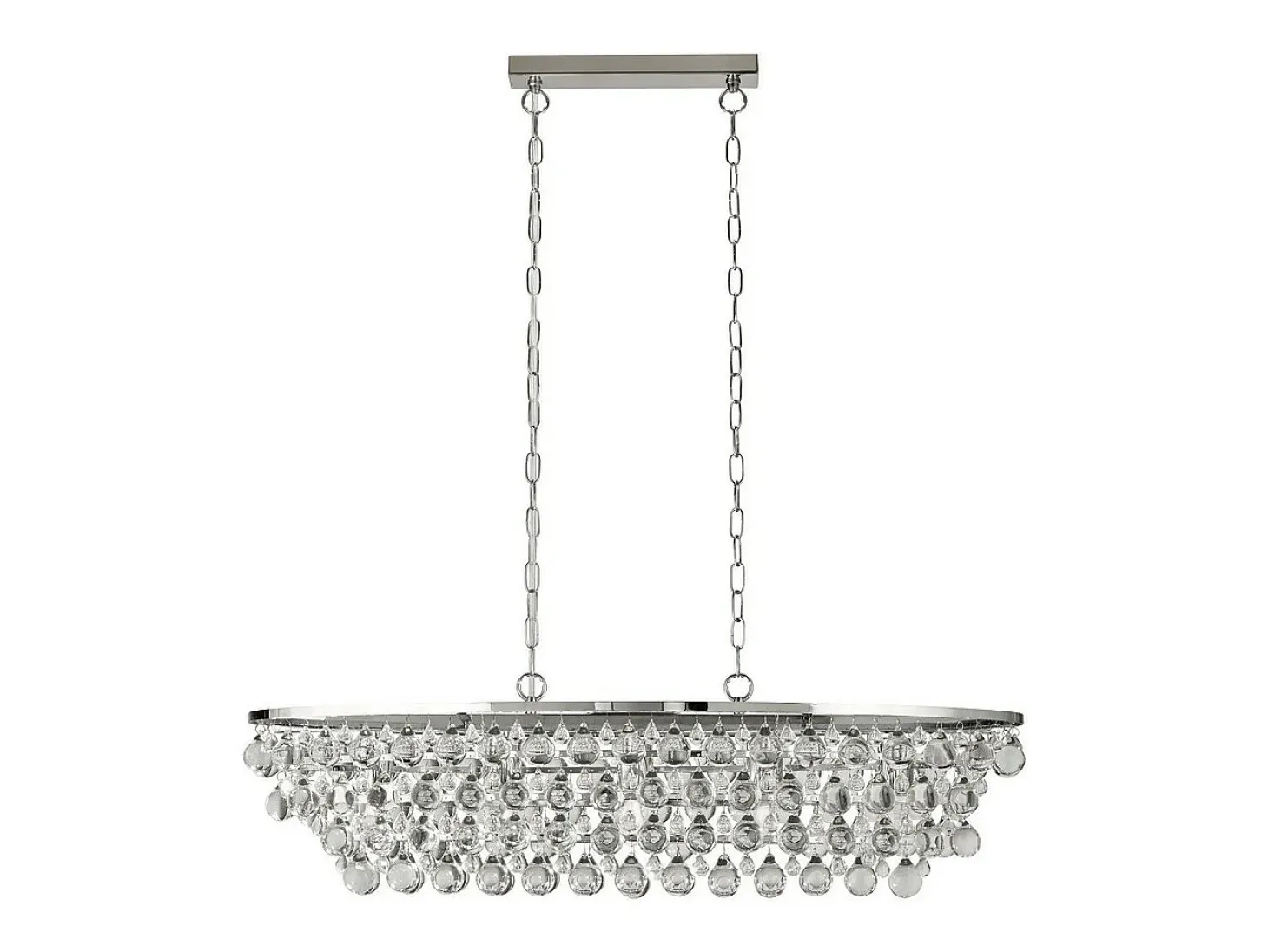 Searchlight MICHELLE 5 ljus krom oval takstngshnge med glaskulor