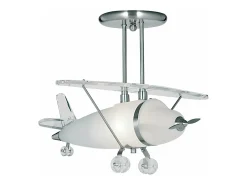 Searchlight Novelty 1 Ltt Nyhet Flygplan Semi Spot Taklampa Satin Silver och Glas, E27