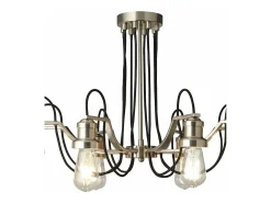 Searchlight Olivia8 Lätt tak, svart flätad tygkabel, satin silver