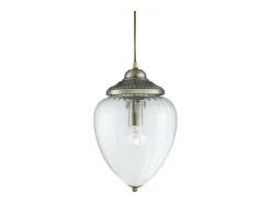 Searchlight Pineapple 1 ljus hngsmycke antik mssing ribbad glasskrm, E27