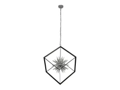 Searchlight Stellar6 Light Spike Ball Pendel, Matt svart ram, Kristallglas