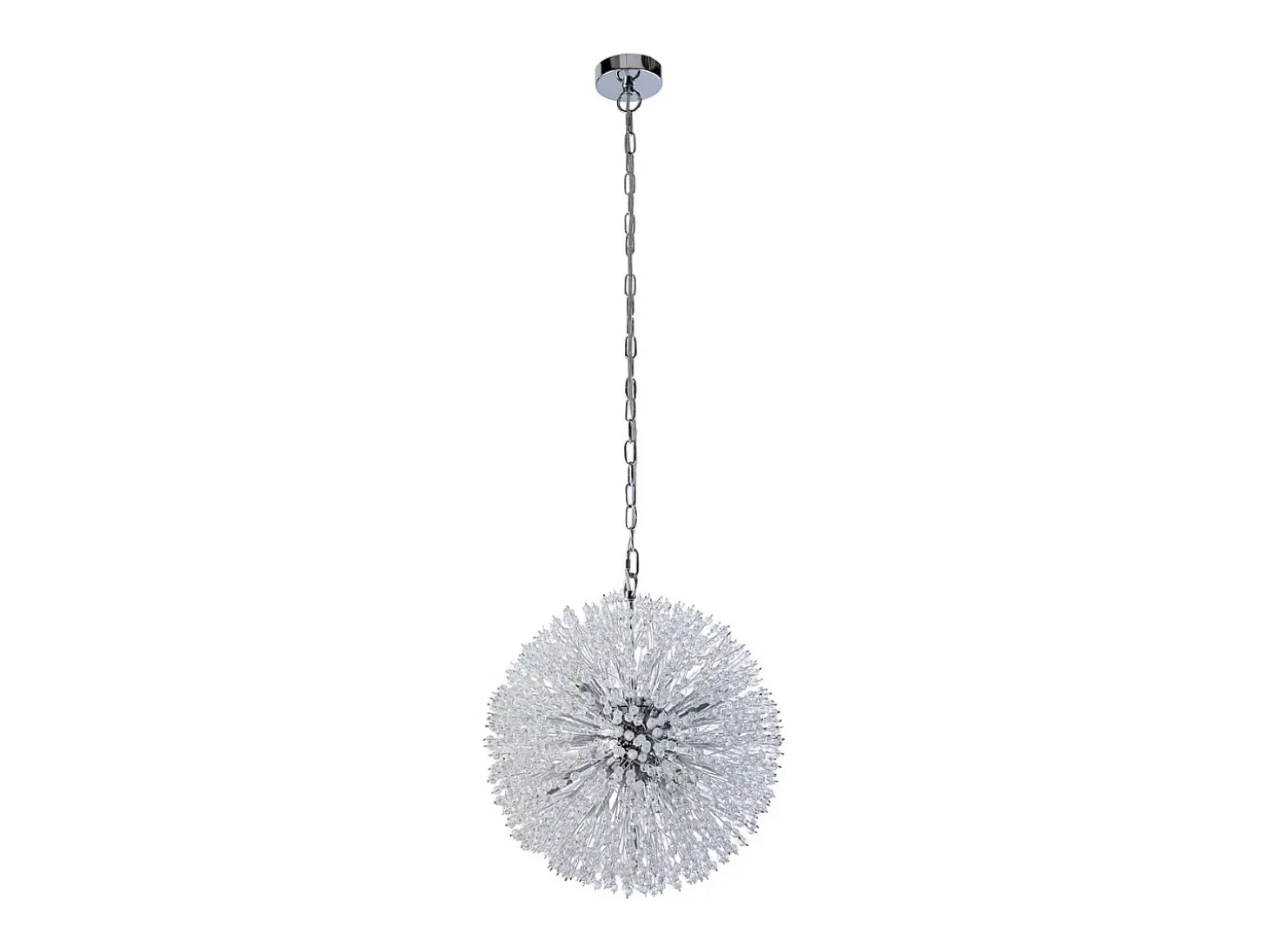Searchlight Sunburst Colgante de 7 luces cromado, cuentas de cristal