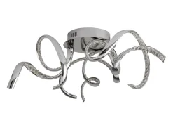 Searchlight Twirls Integrerad LED 3 Light Flush Taklampa Krom, Kristallglas