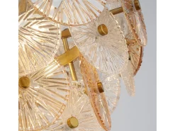 Searchlight Wagon Wheel Colgante 5 Luces Bronce Ámbar Vidrio