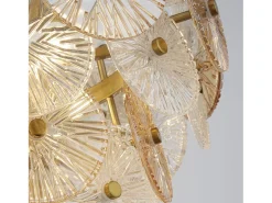 Searchlight Wagon Wheel Colgante 5 Luces Bronce Ámbar Vidrio