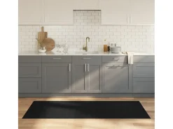 Senad Alfombra rectangular bambú negro 80x200 cm
