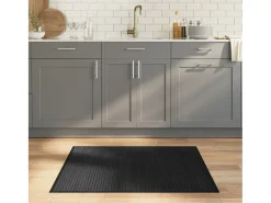 Senad Alfombra rectangular bambú negro 80x100 cm
