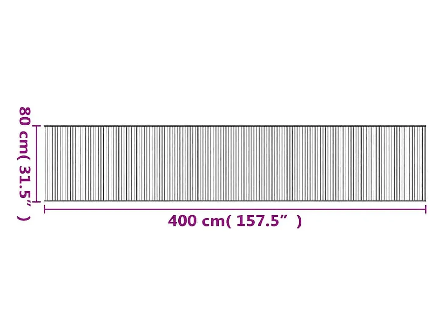 Senad Alfombra rectangular bambú negro 80x400 cm