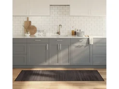 Senad Alfombra rectangular bambú marrón oscuro 70x200 cm