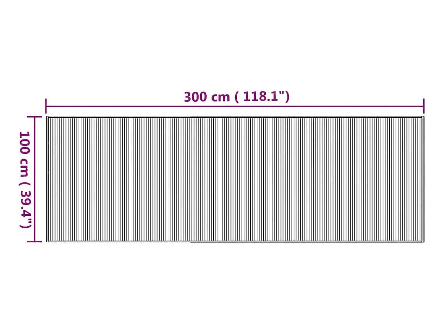 Senad Alfombra rectangular bambú color natural 100x300 cm