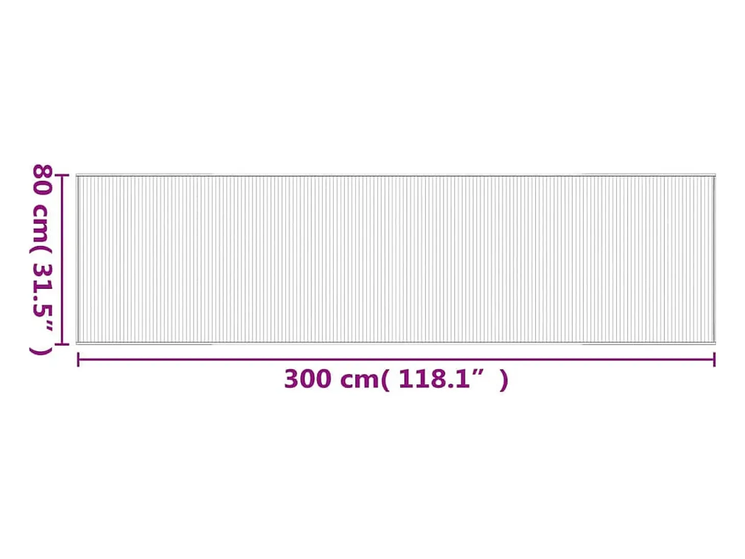 Senad Alfombra rectangular bambú gris 80x300 cm