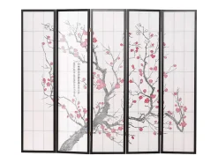 Separador de ambiente con pantalla 220x179x2 cm negro Shoji