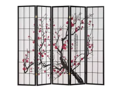 Separador de ambiente con pantalla 220x179x2 cm negro Shoji