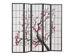 Separador de ambiente con pantalla 220x179x2 cm negro Shoji