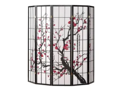 Separador de ambiente con pantalla 220x179x2 cm negro Shoji