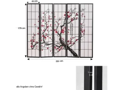 Separador de ambiente con pantalla 220x179x2 cm negro Shoji