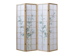 Separador de ambiente 176x2.2x175 cm madera blanca patrón de bambú