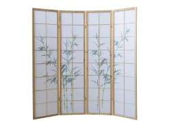 Separador de ambiente 176x2.2x175 cm madera blanca patrón de bambú