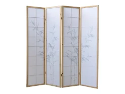 Separador de ambiente 176x2.2x175 cm madera blanca patrón de bambú