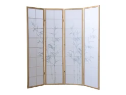 Separador de ambiente 176x2.2x175 cm madera blanca patrón de bambú