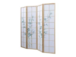 Separador de ambiente 176x2.2x175 cm madera blanca patrón de bambú