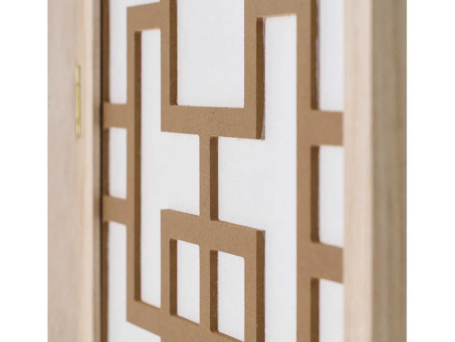 Separador de ambiente 170x120x2.0 cm Natural/Blanco/Marrón Shoji de 3 paneles