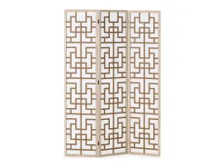 Separador de ambiente 170x120x2.0 cm Natural/Blanco/Marrón Shoji de 3 paneles