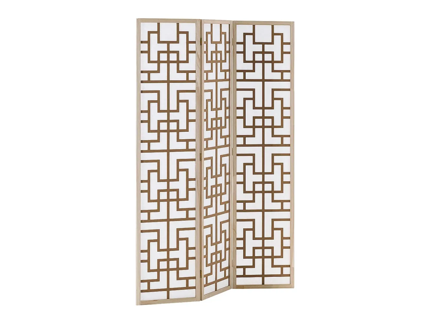 Separador de ambiente 170x120x2.0 cm Natural/Blanco/Marrón Shoji de 3 paneles