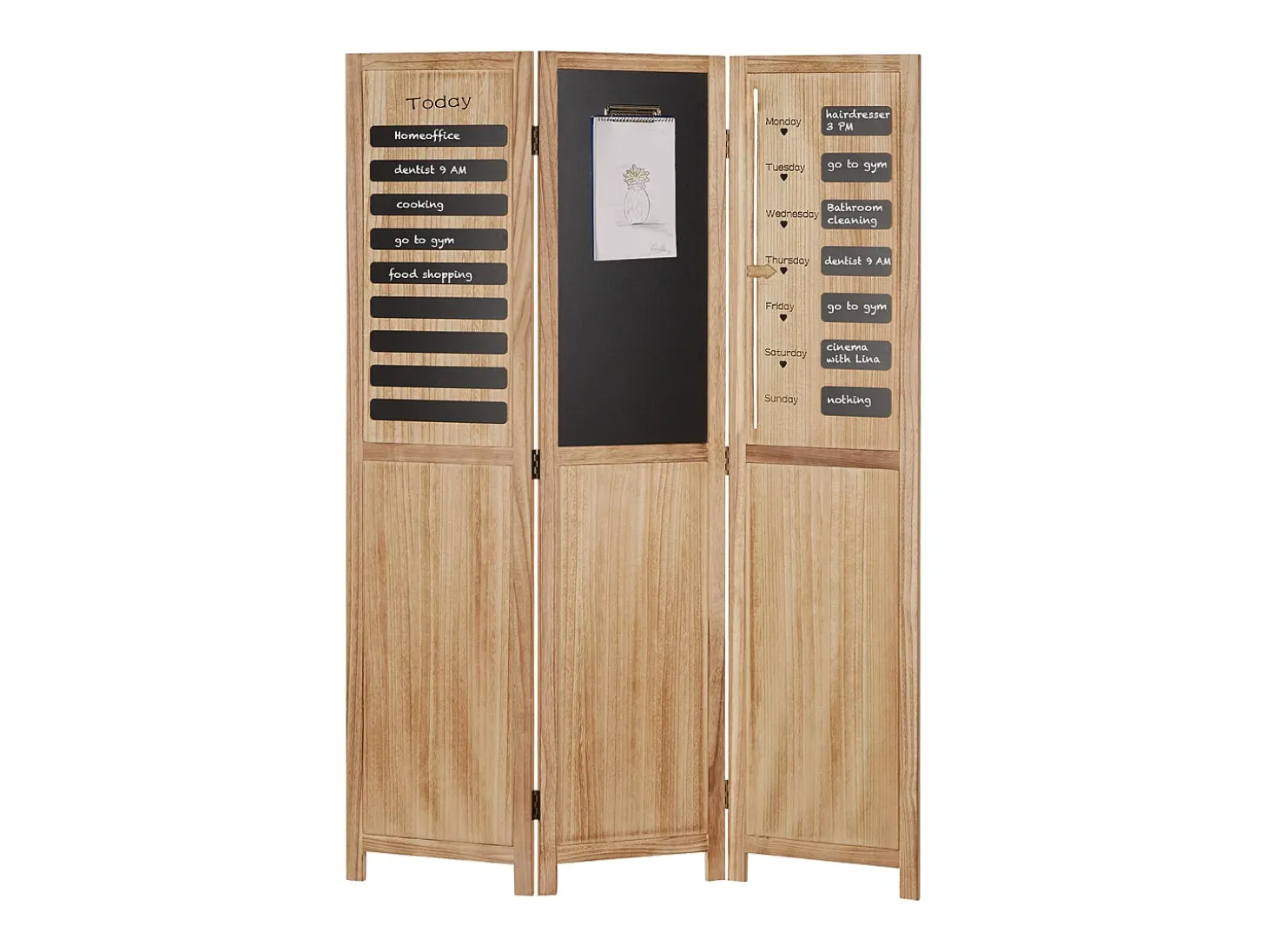 Separador de ambiente 170x120x2 cm biombo de madera natural