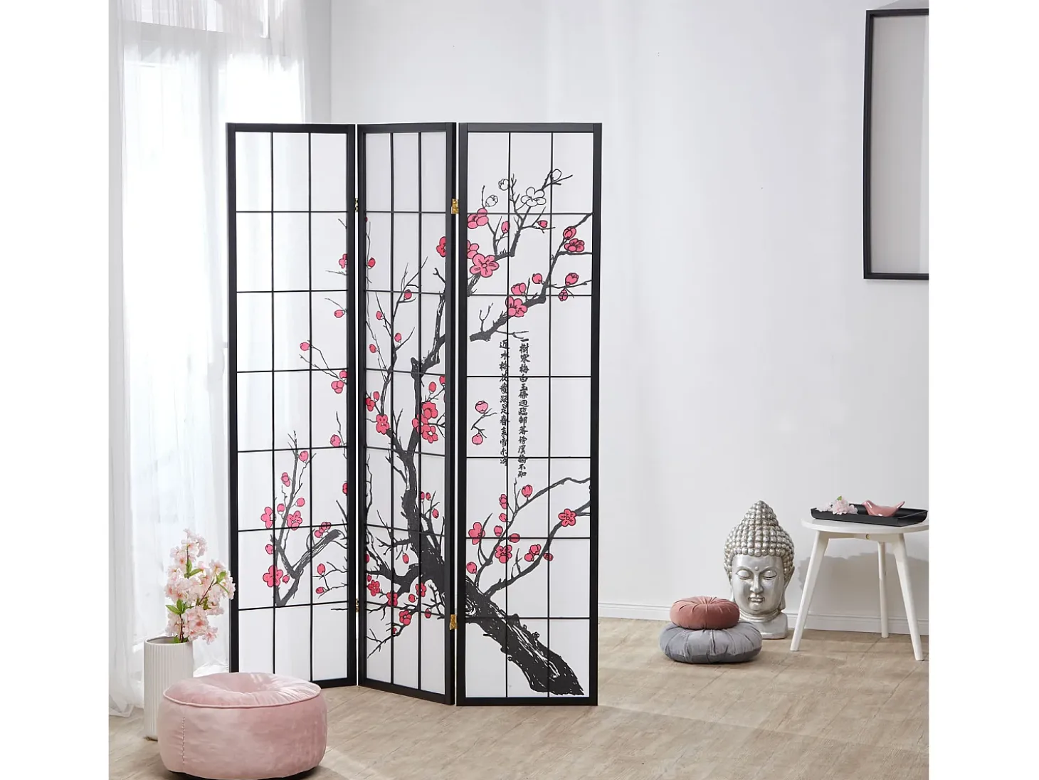 Separador de ambiente 179x132x2 cm negro Shoji