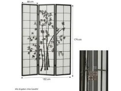 Separador de ambientes 132x2x179 cm negro Shoji