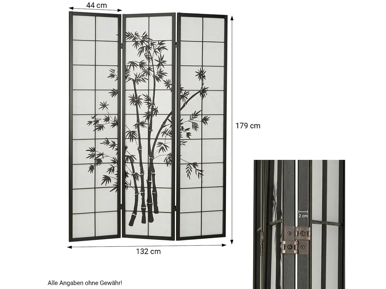 Separador de ambientes 132x2x179 cm negro Shoji